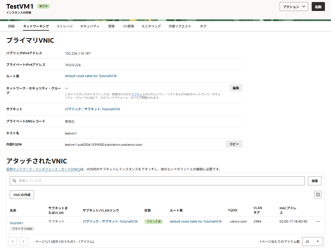 vmネットワーキングタブ