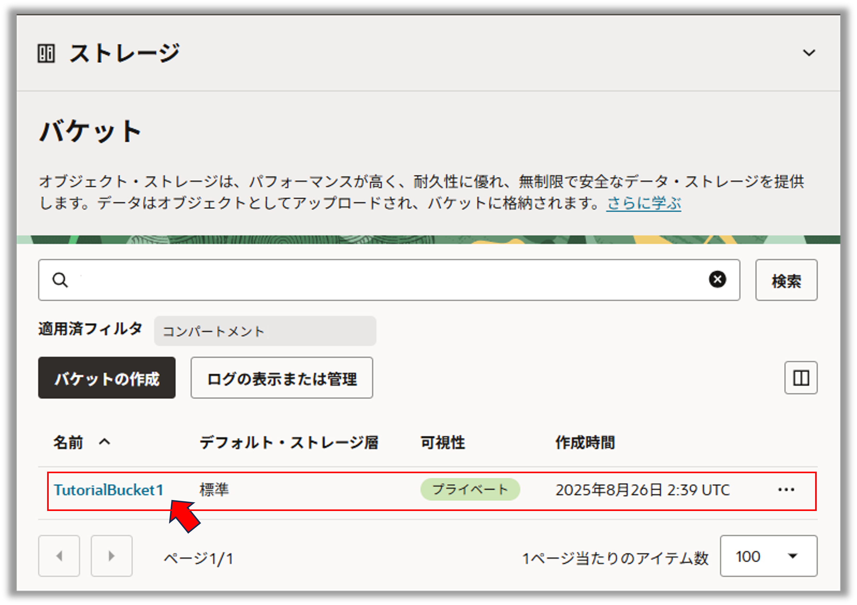 作成されたボリュームのスクリーンショット