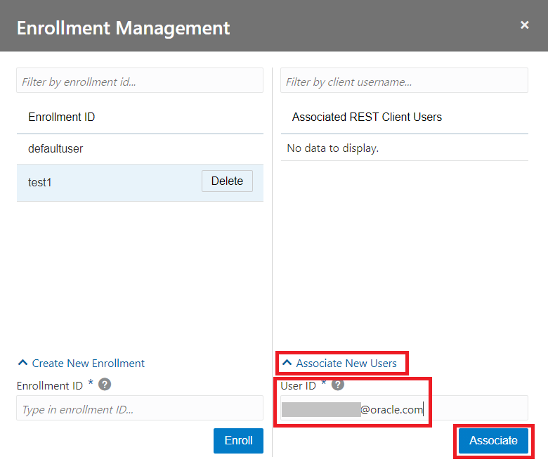 Associate IDCS User Input