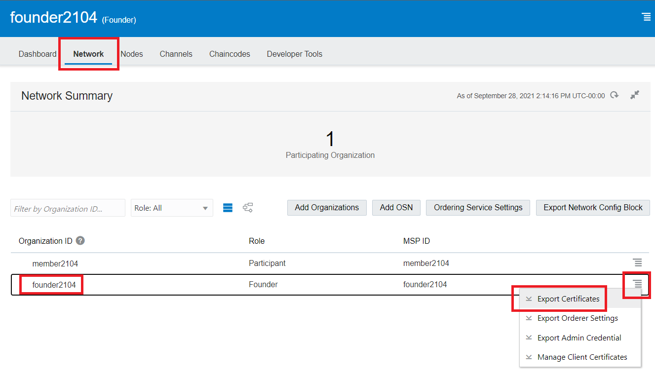 Networkページからの証明書ダウンロード