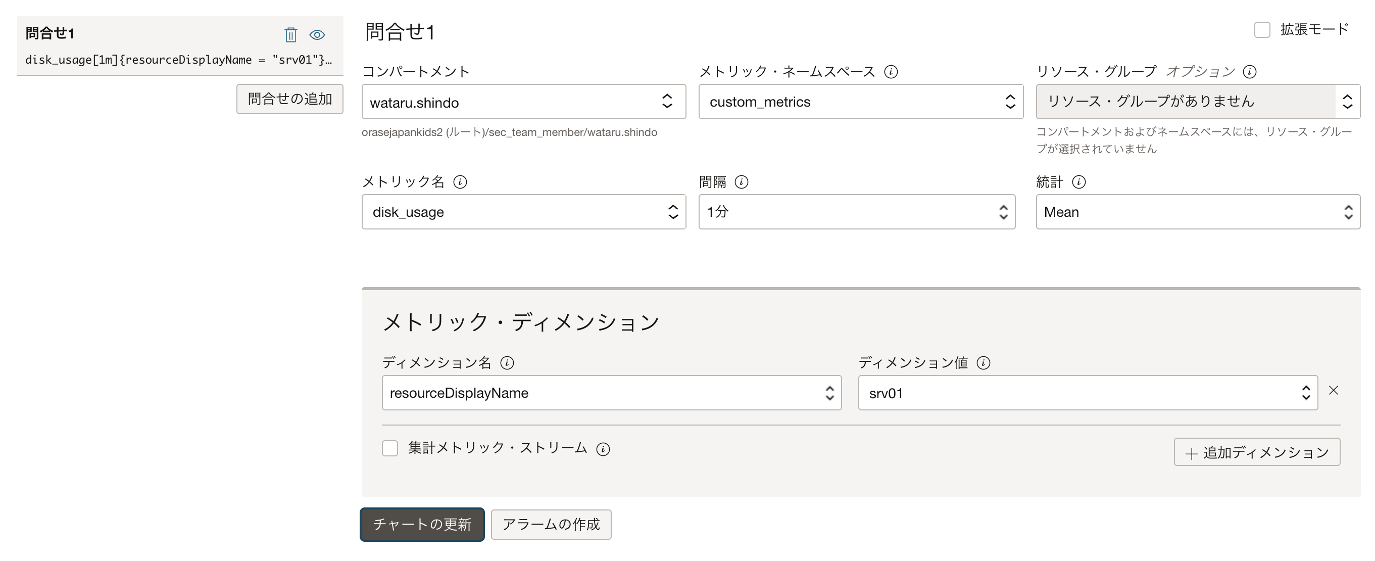 モニタリングのカスタム・メトリックでユーザ独自のメトリックを監視する
